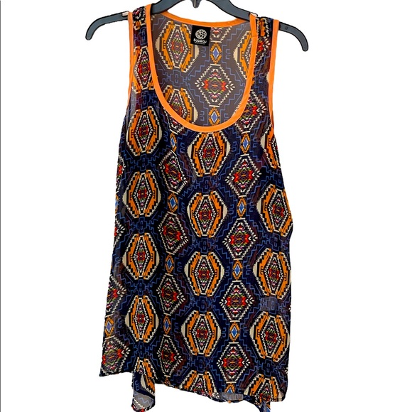 bobeau Tops - 5 for $25 Semi-sheer southwestern flared tank top